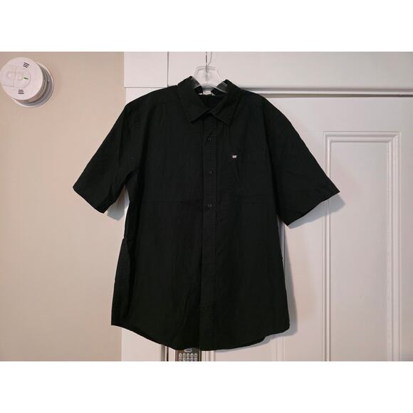 Caterpillar CAT Men’s Black Core Poplin Short Sleeve Button Down Shirt Size L - Picture 1 of 9